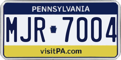 PA license plate MJR7004