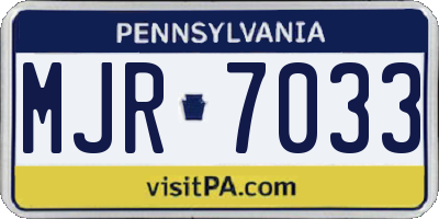 PA license plate MJR7033
