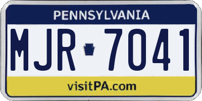 PA license plate MJR7041