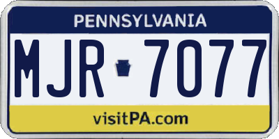 PA license plate MJR7077