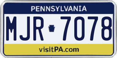 PA license plate MJR7078