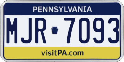 PA license plate MJR7093