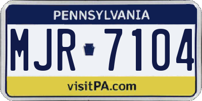 PA license plate MJR7104