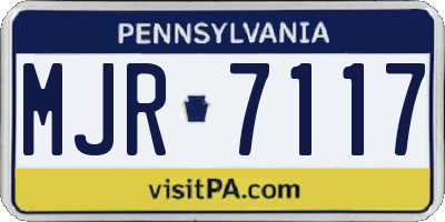 PA license plate MJR7117