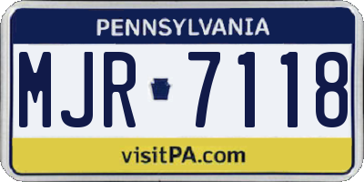 PA license plate MJR7118