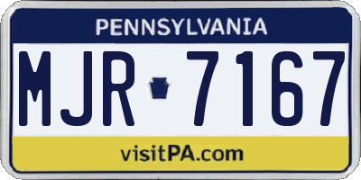 PA license plate MJR7167