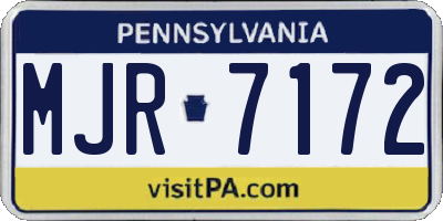 PA license plate MJR7172