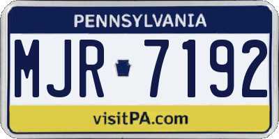 PA license plate MJR7192