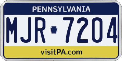 PA license plate MJR7204
