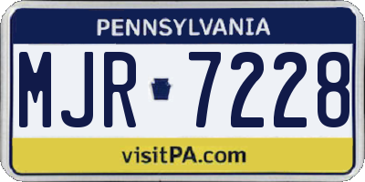 PA license plate MJR7228