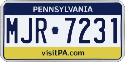 PA license plate MJR7231