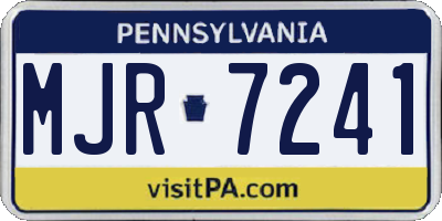 PA license plate MJR7241