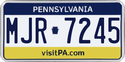PA license plate MJR7245