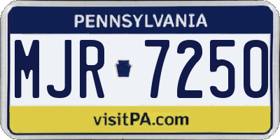 PA license plate MJR7250