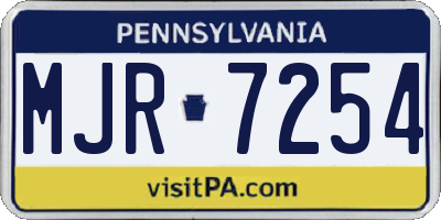 PA license plate MJR7254