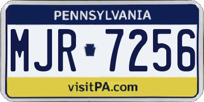 PA license plate MJR7256