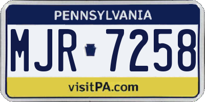 PA license plate MJR7258