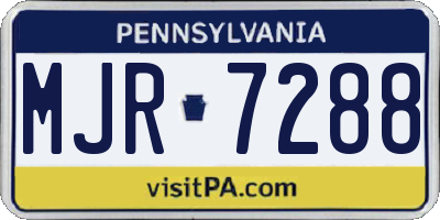 PA license plate MJR7288
