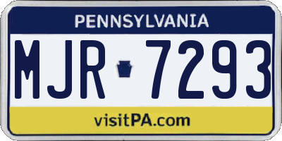 PA license plate MJR7293