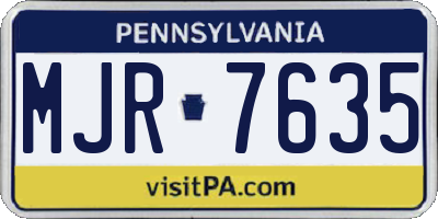 PA license plate MJR7635