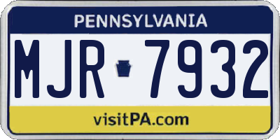 PA license plate MJR7932