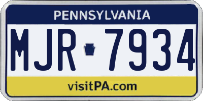 PA license plate MJR7934