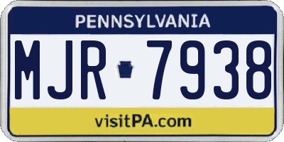 PA license plate MJR7938
