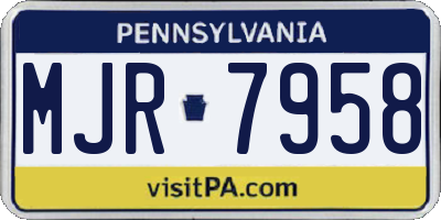 PA license plate MJR7958