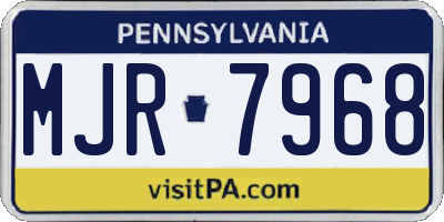 PA license plate MJR7968