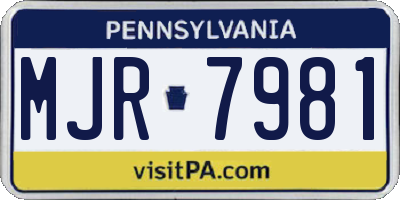 PA license plate MJR7981