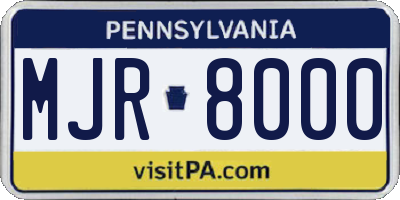 PA license plate MJR8000