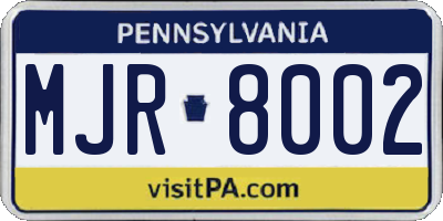 PA license plate MJR8002