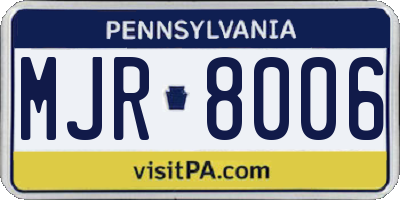PA license plate MJR8006