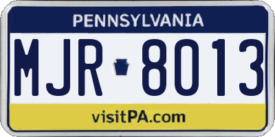 PA license plate MJR8013