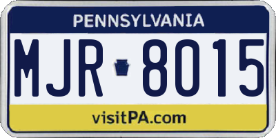 PA license plate MJR8015