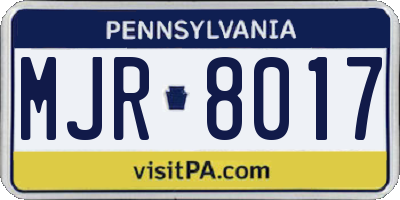 PA license plate MJR8017
