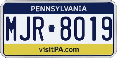 PA license plate MJR8019