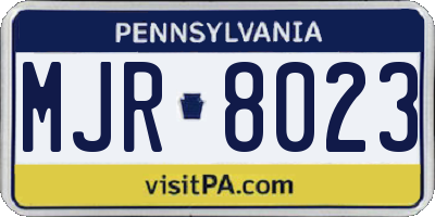 PA license plate MJR8023