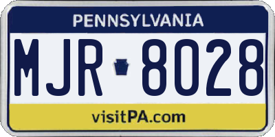 PA license plate MJR8028
