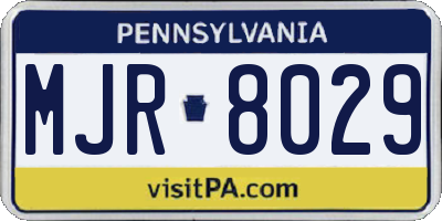 PA license plate MJR8029
