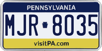PA license plate MJR8035
