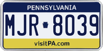 PA license plate MJR8039