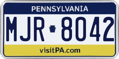 PA license plate MJR8042