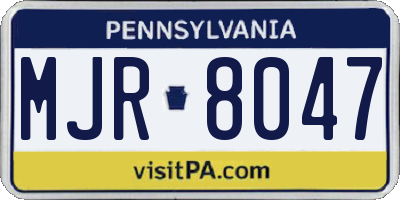 PA license plate MJR8047