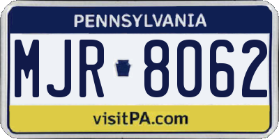 PA license plate MJR8062