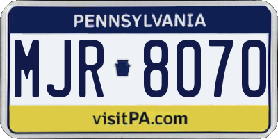 PA license plate MJR8070