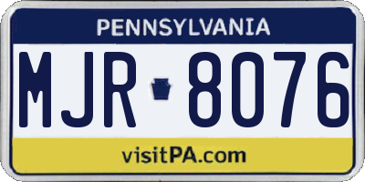 PA license plate MJR8076