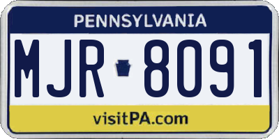 PA license plate MJR8091