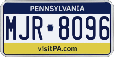 PA license plate MJR8096