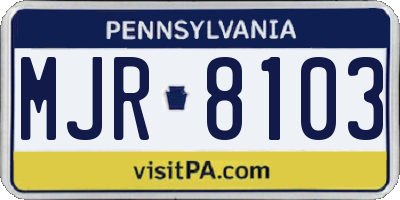PA license plate MJR8103
